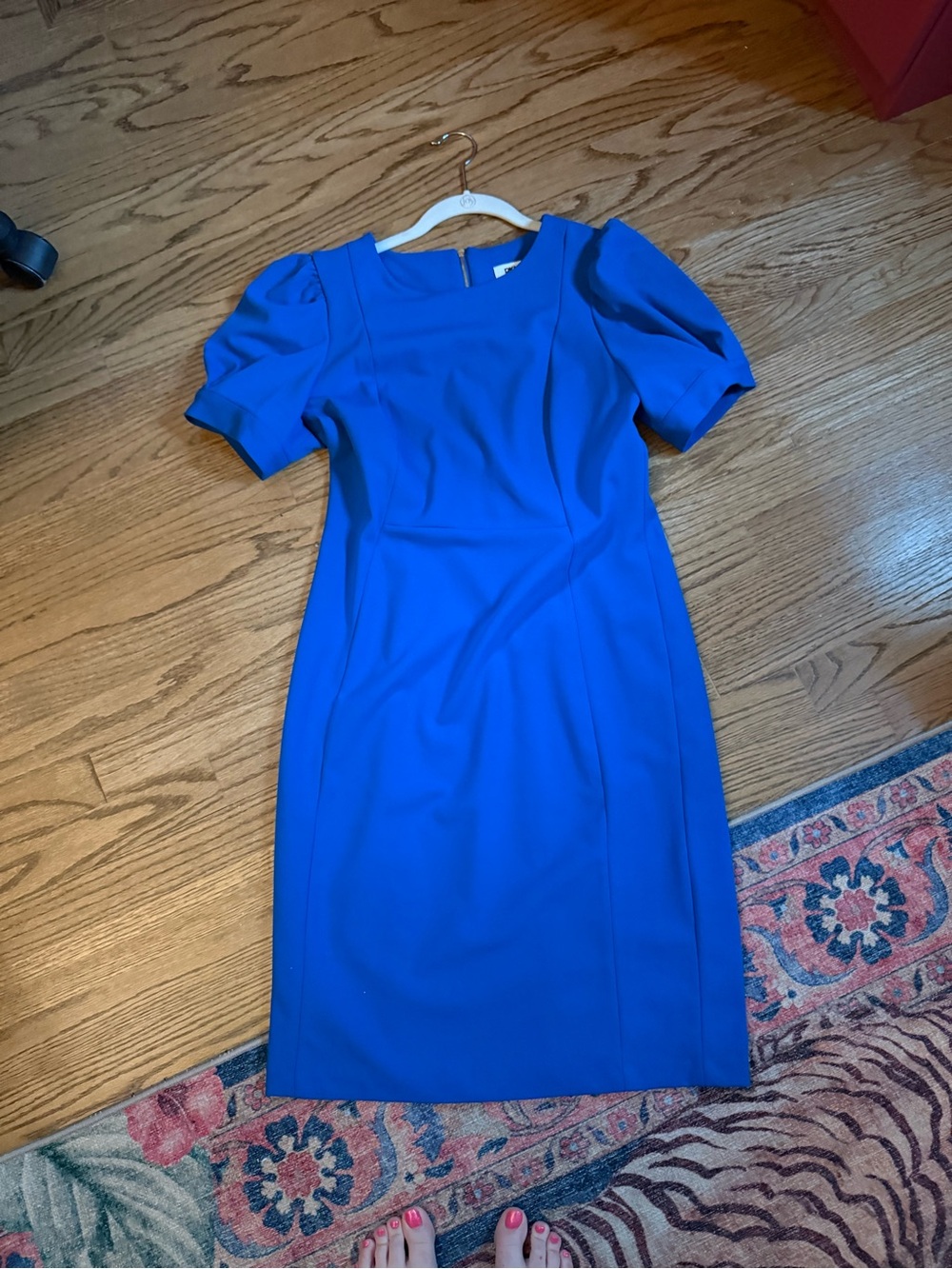 DKNY Royal Blue Square Neck Midi Dress